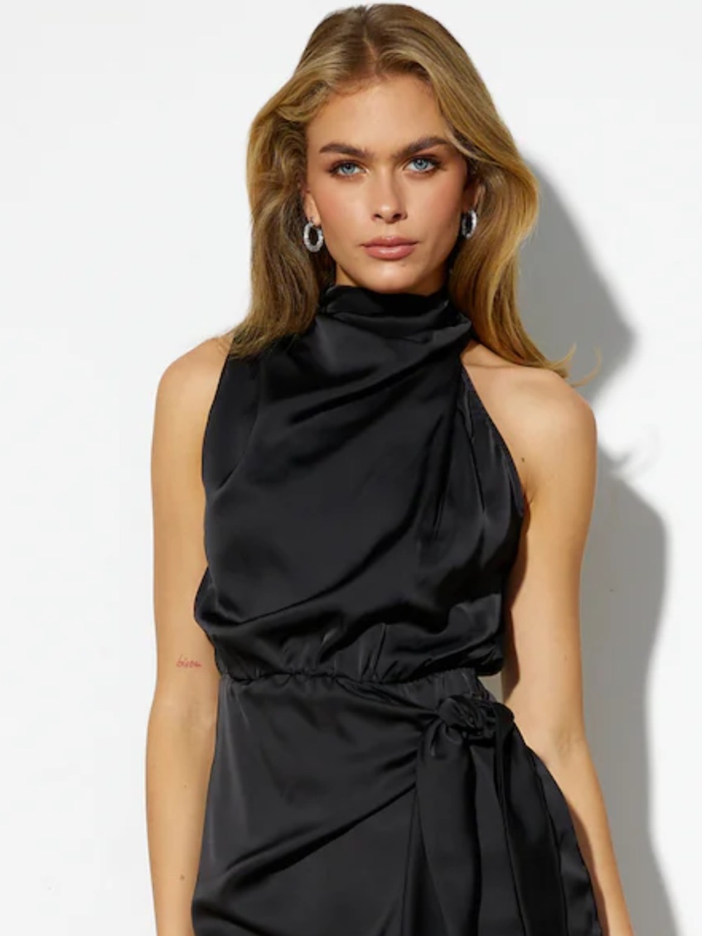 Hello Molly Black Sleeveless Tie-Waist Mini Dress